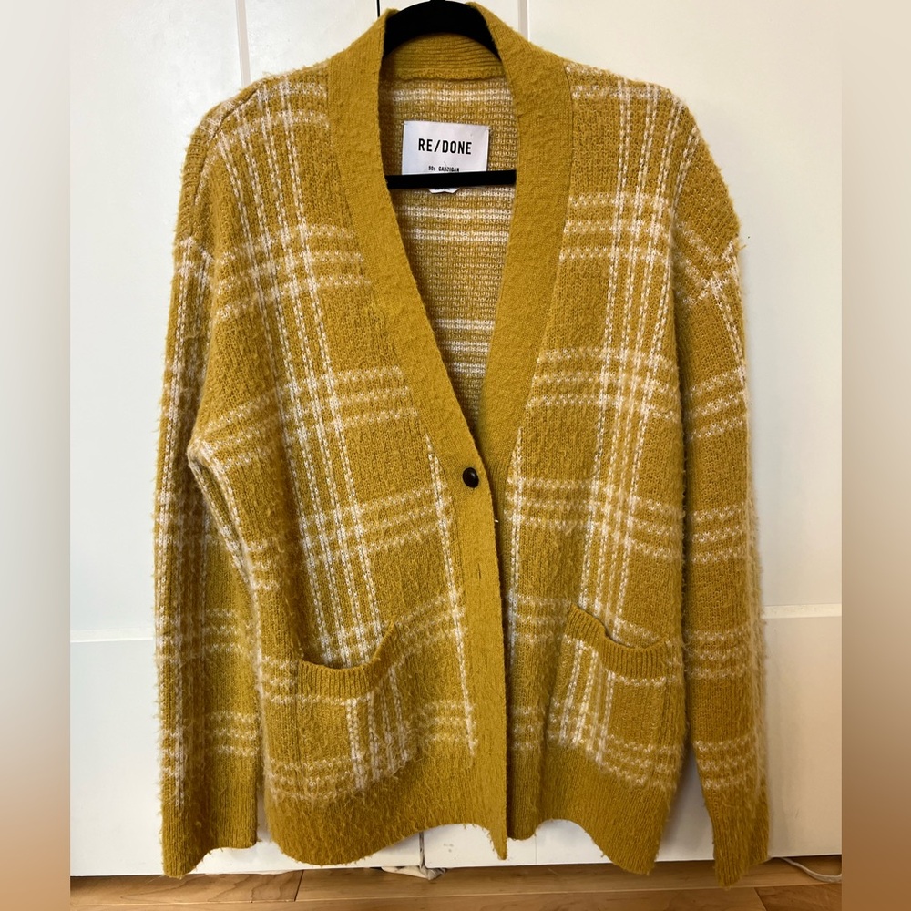 Re/Done 90s oversize fit Mustard wool/alpaca Cardigan
